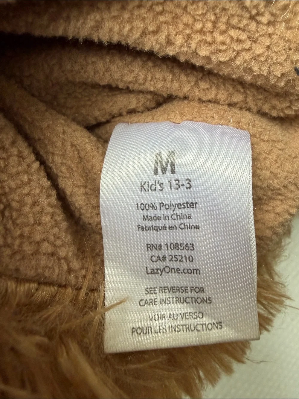 Lazy One Kids Bear Paw Slippers Size M 13-3 Brown Fuzzy Plush Animal Claw
